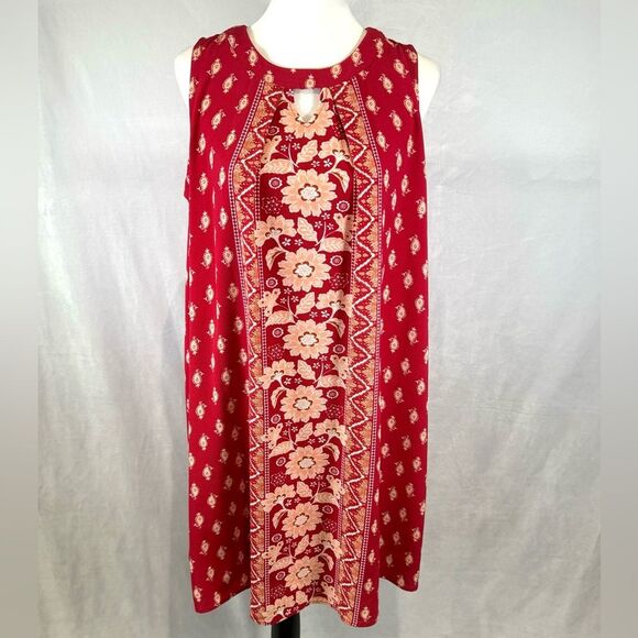 Dusty Rose Floral And Paisley Print Shift Dress Size Large - Picture 1 of 5